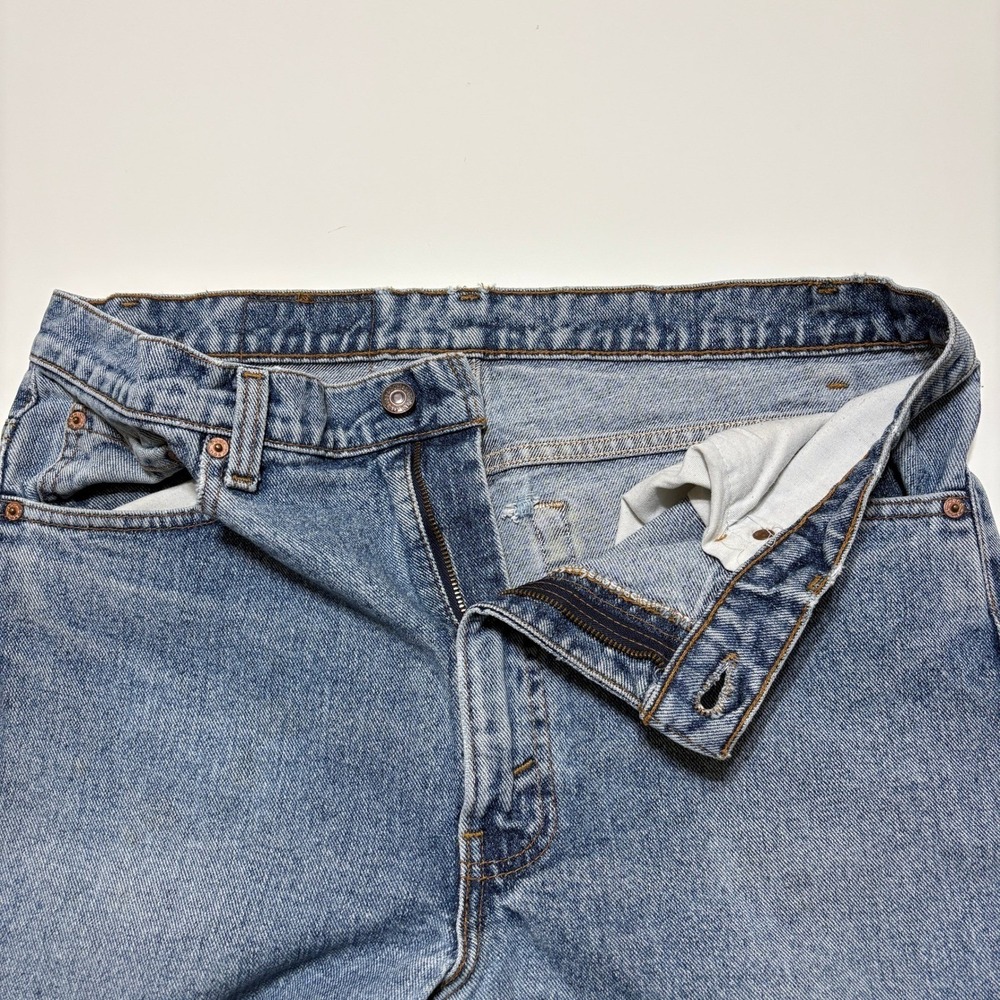 Vintage Levis Men Red Tab 505 Jeans 38X34 Blue Light Wash High Rise Straight Leg - Picture 3 of 16